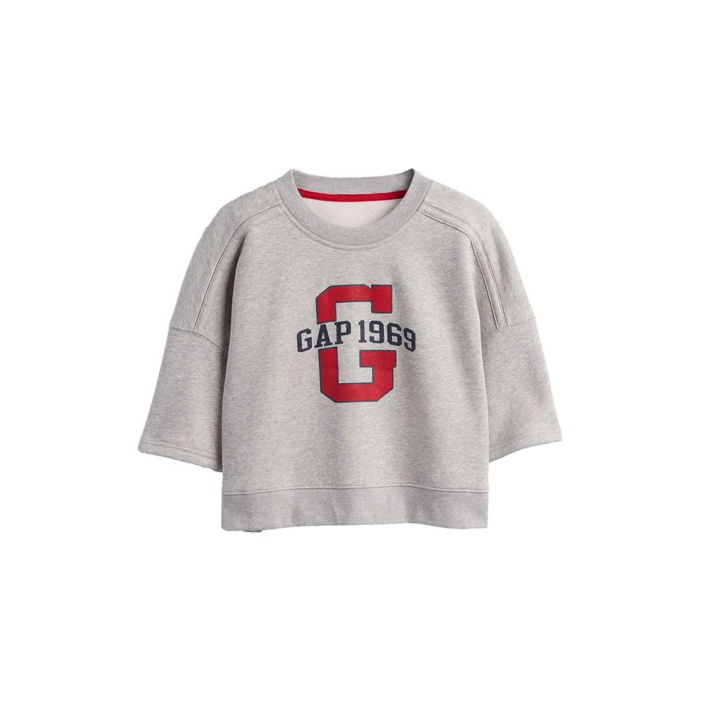 Oversize crop mikina VintageSoft Americana Šedá