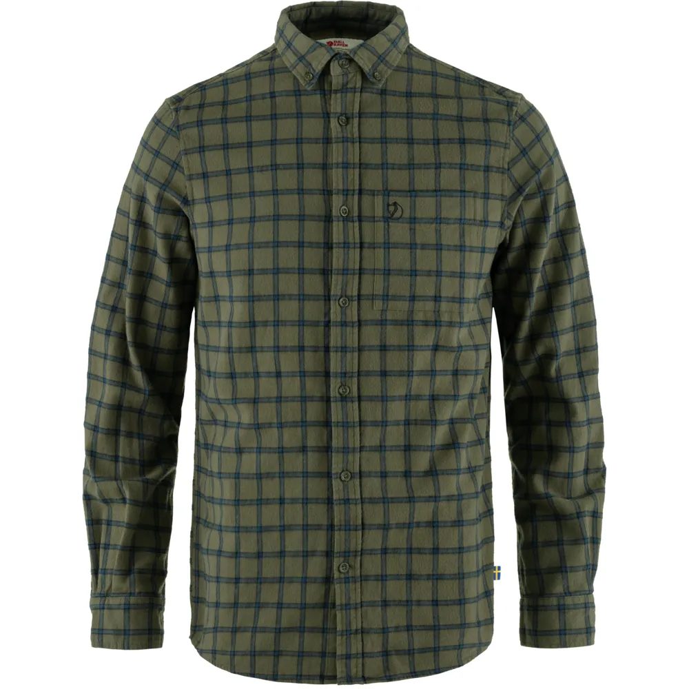 Övik Flannel Shirt M, Laurel Green-Indigo Blue
