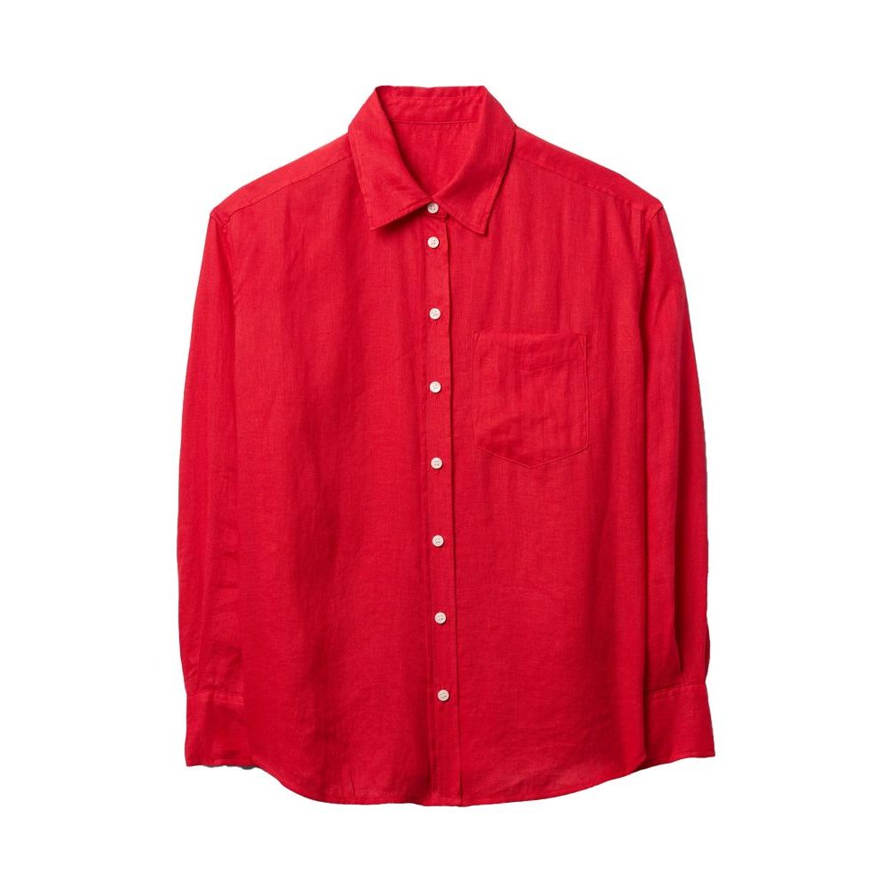 Lněná oversize košile Big Shirt Červená