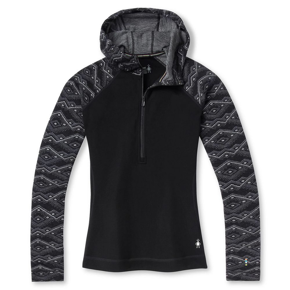 W MERINO 250 BASE LAYER 1/2 ZIP HOODIE black mountain fairisle