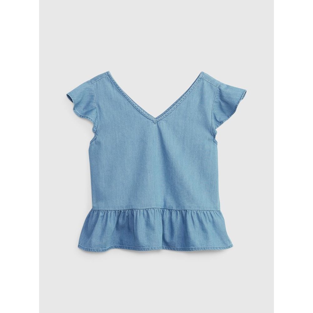 860956-01 Dětský bavlněný top peplum Modrá