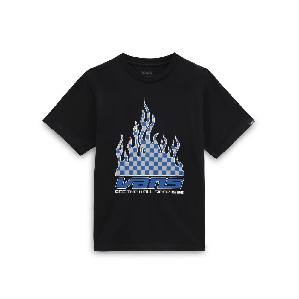 REFLECTIVE CHECKERBOARD FLAME SS, BLACK