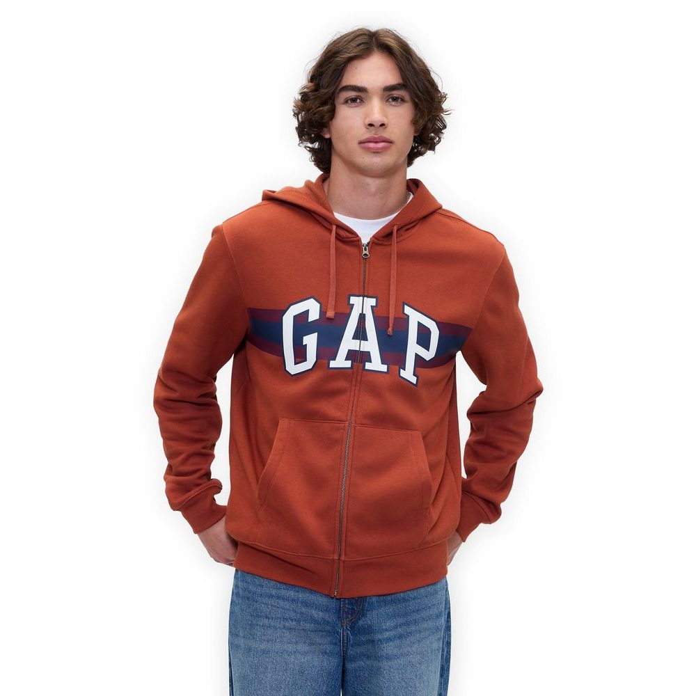 795558-01 Mikina s logem na zip Hnědá