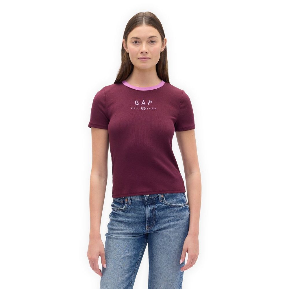 637782-11 Crop tričko s logem Červená