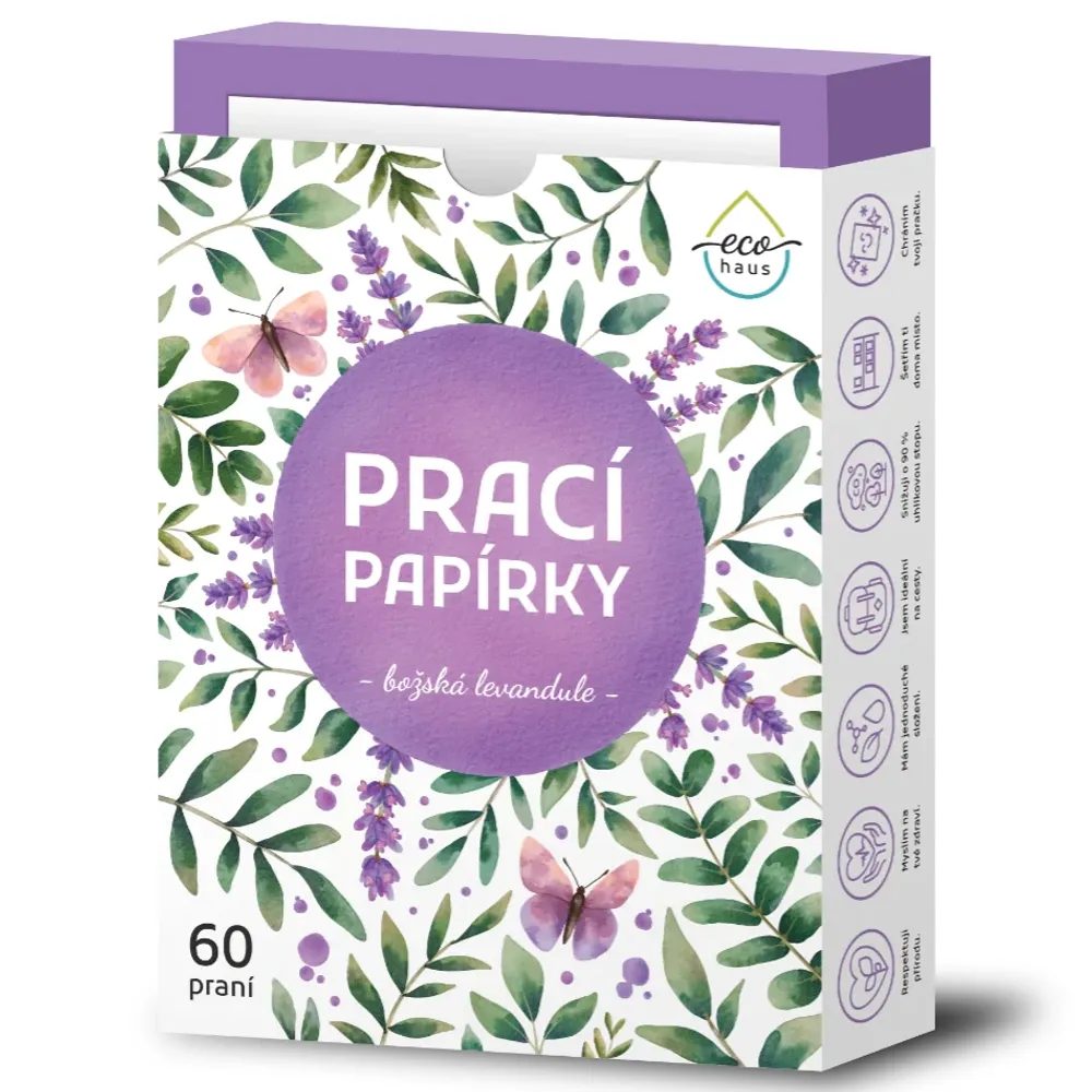 Prací papírky EcoHaus 60 praní božská levandule