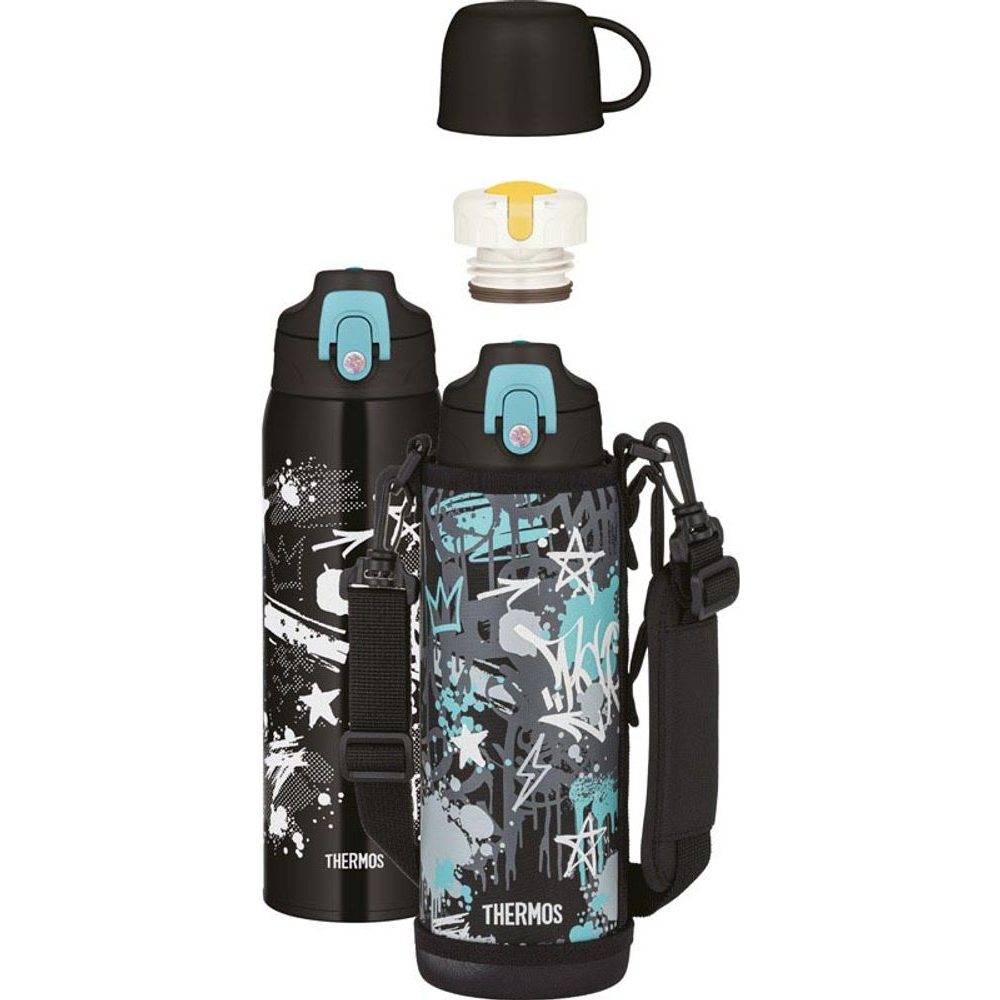 Dětská termoska s dvěma uzávěry 1l - černá