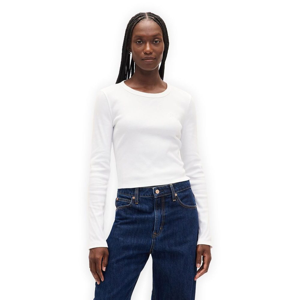 801017-02 Žebrované crop tričko Bílá