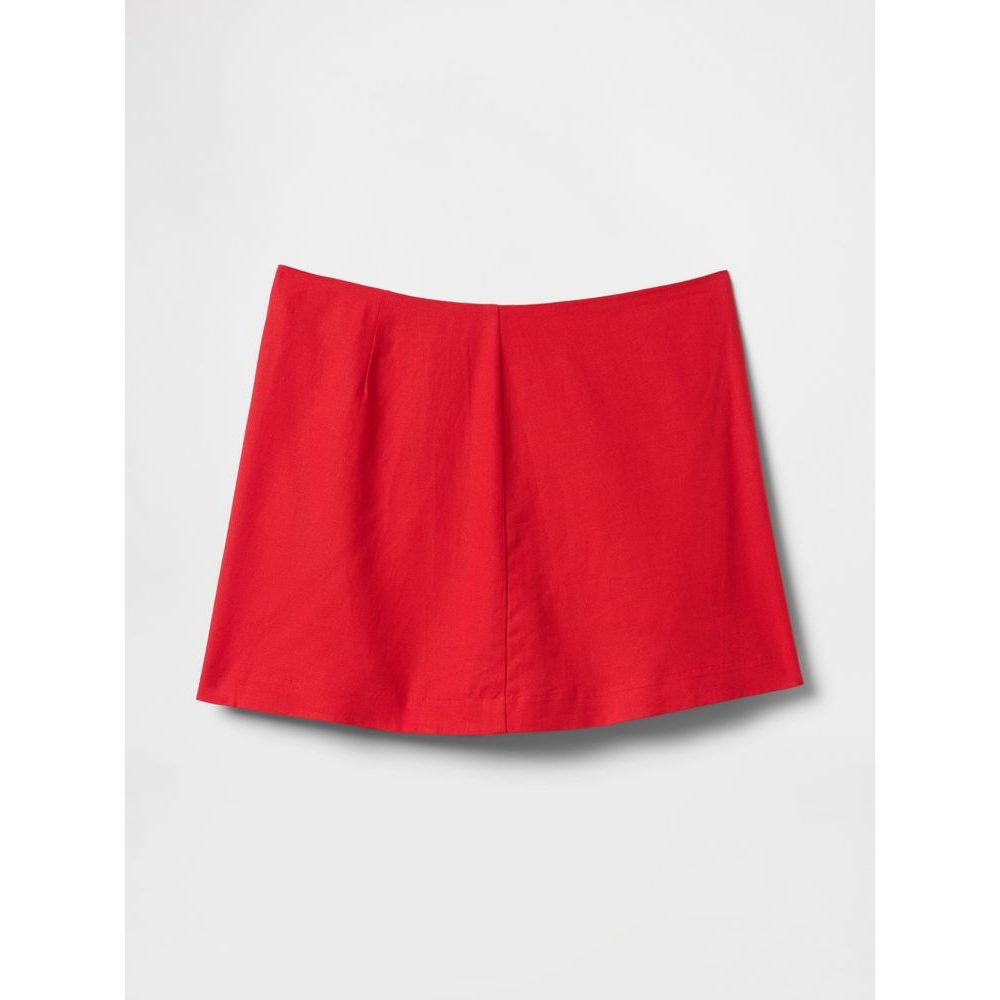 Lněná kraťasová sukně Červená