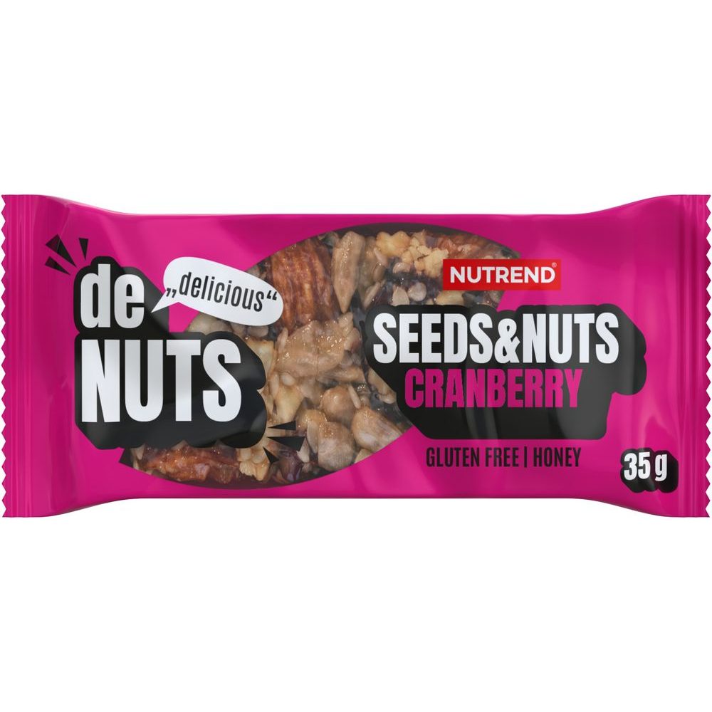 Denuts Seeds and Nuts, tyčinka, 35 g brusinka