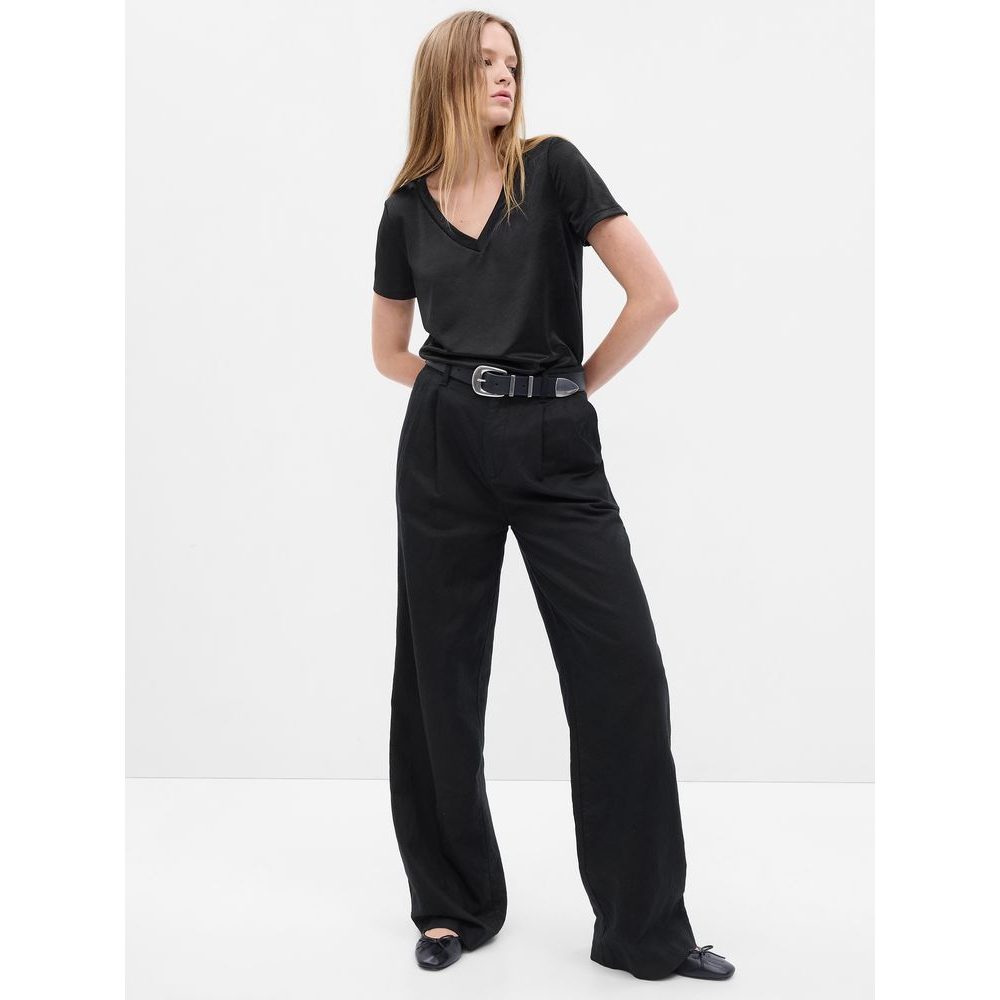 757756-01 Tričko s výstřihem do V Černá