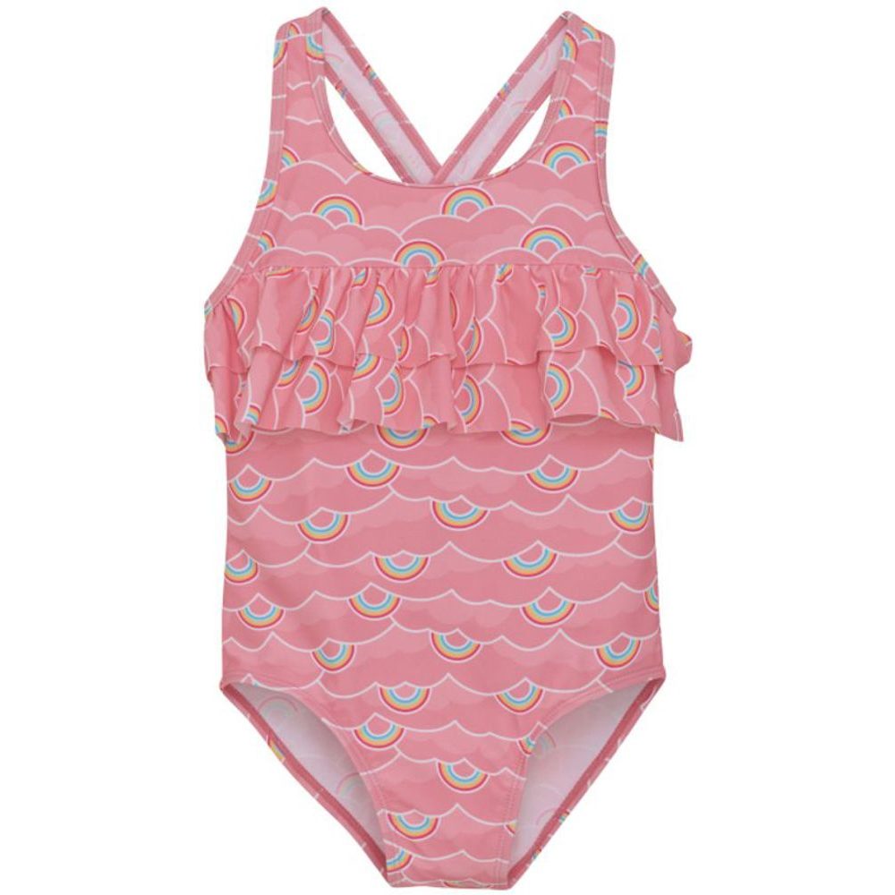 Swimsuit W. frills, AOP-5039-Plumeria