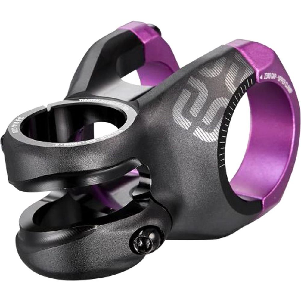 Plus 35 Stem | 50mm Length | 0 Rise | Black with Eggplant Clamps
