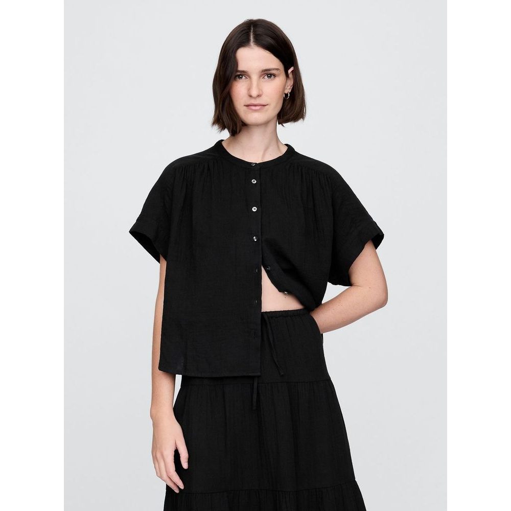 718359-01 Mušelínová oversize košile Černá