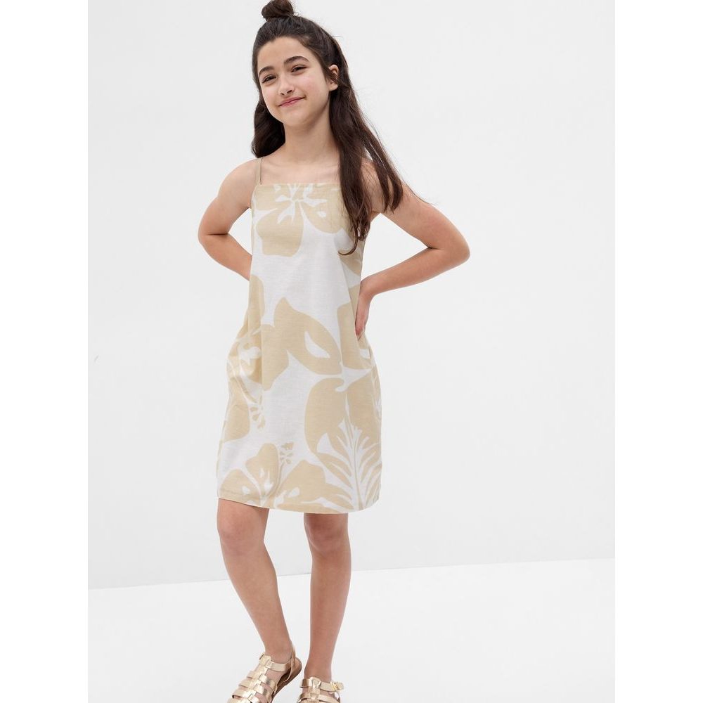 664476-00 Dětské lněné šaty Barevná