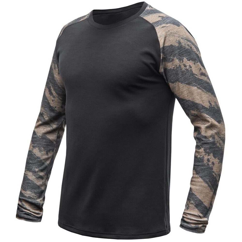 MERINO BLEND IMPRESS pánské triko dl.rukáv černá/brush