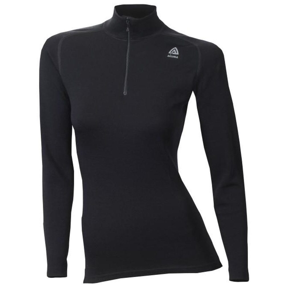 WarmWool Mock Neck shirt, Jet Black Woman