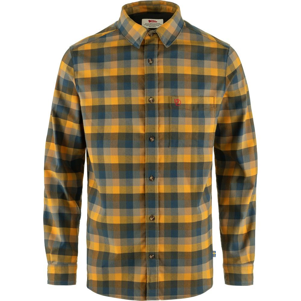 Lappland Stretch Flannel Shirt M Laurel Green-Mountain Blue