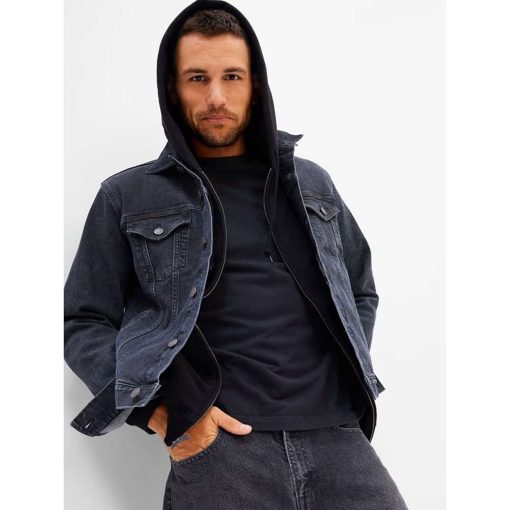 413756-00 Džínová bunda, Černá