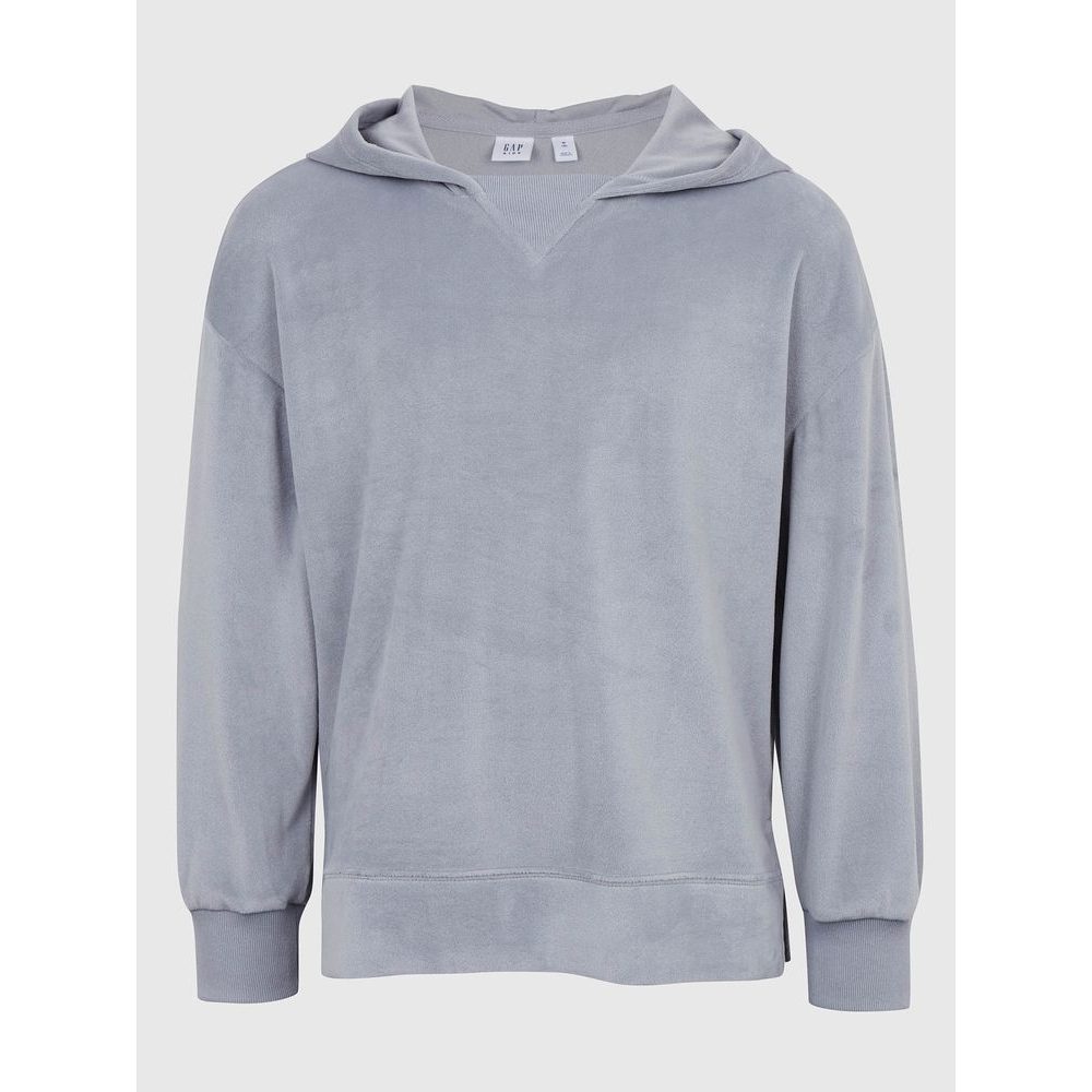 521287-02 Dětská mikina velur s kapucí Šedá