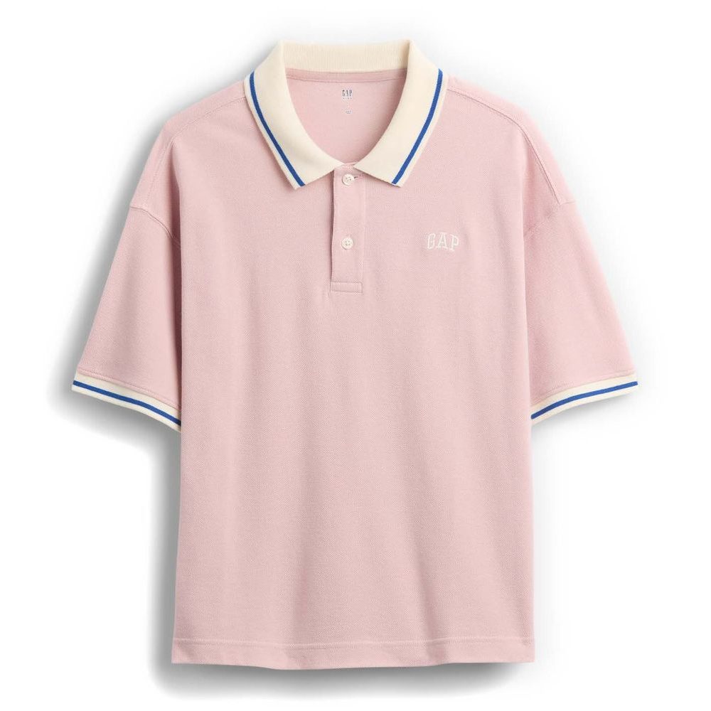887102-01 Dětské oversize polo tričko s logem Růžová