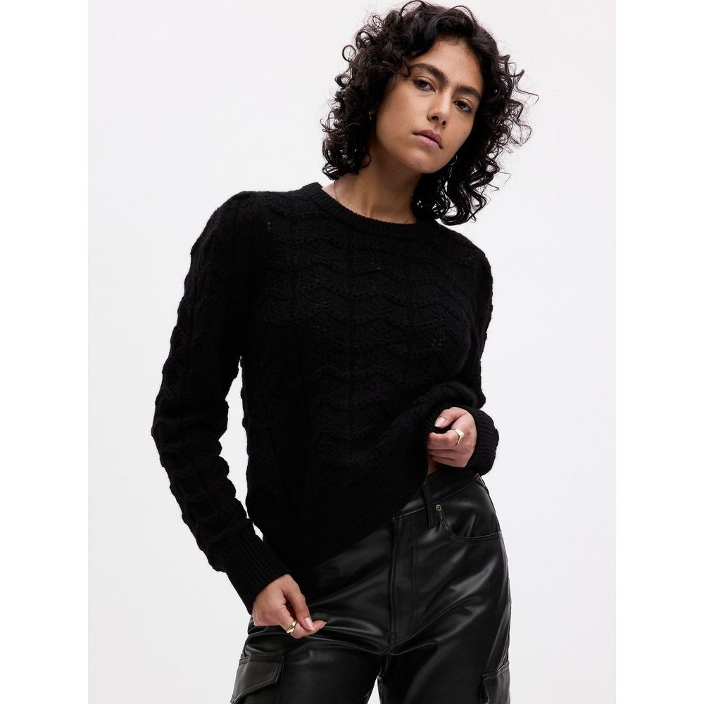 818986-00 Pletený svetr s příměsí vlny Černá