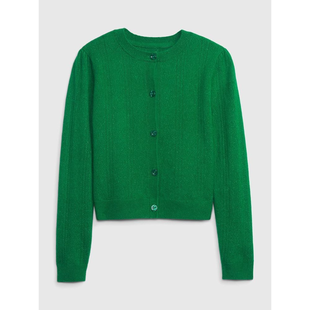 487697-01 Dětský kardigan se vzorem srdce Zelená