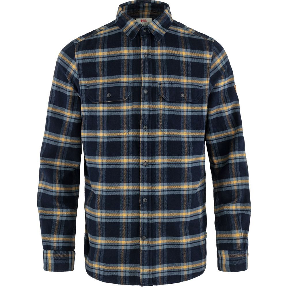 Övik Heavy Flannel Shirt M Dark Navy-Buckwheat Brown