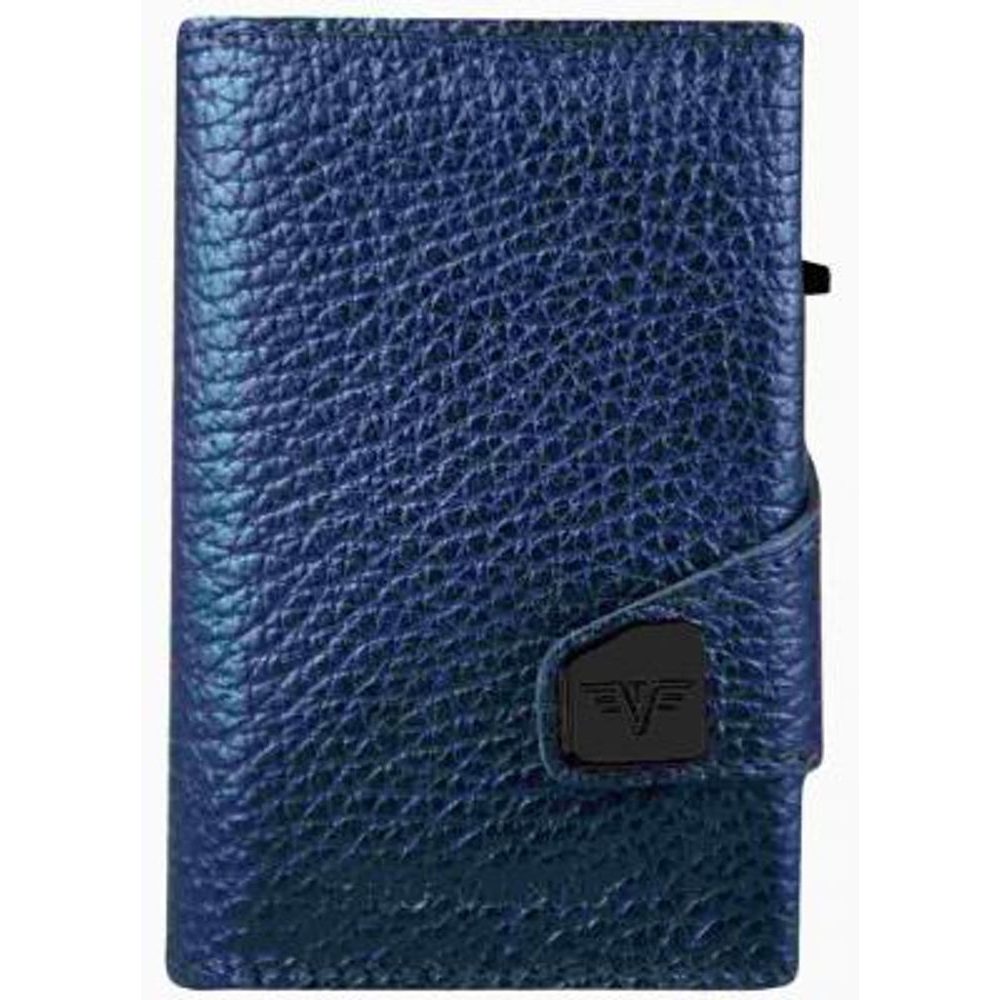 Wallet Click & Slide - leather Navy Metallic