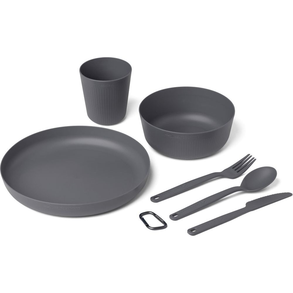 Camp Dinnerware Set w/ Mesh Sack - [6 Piece Grey Charcoal