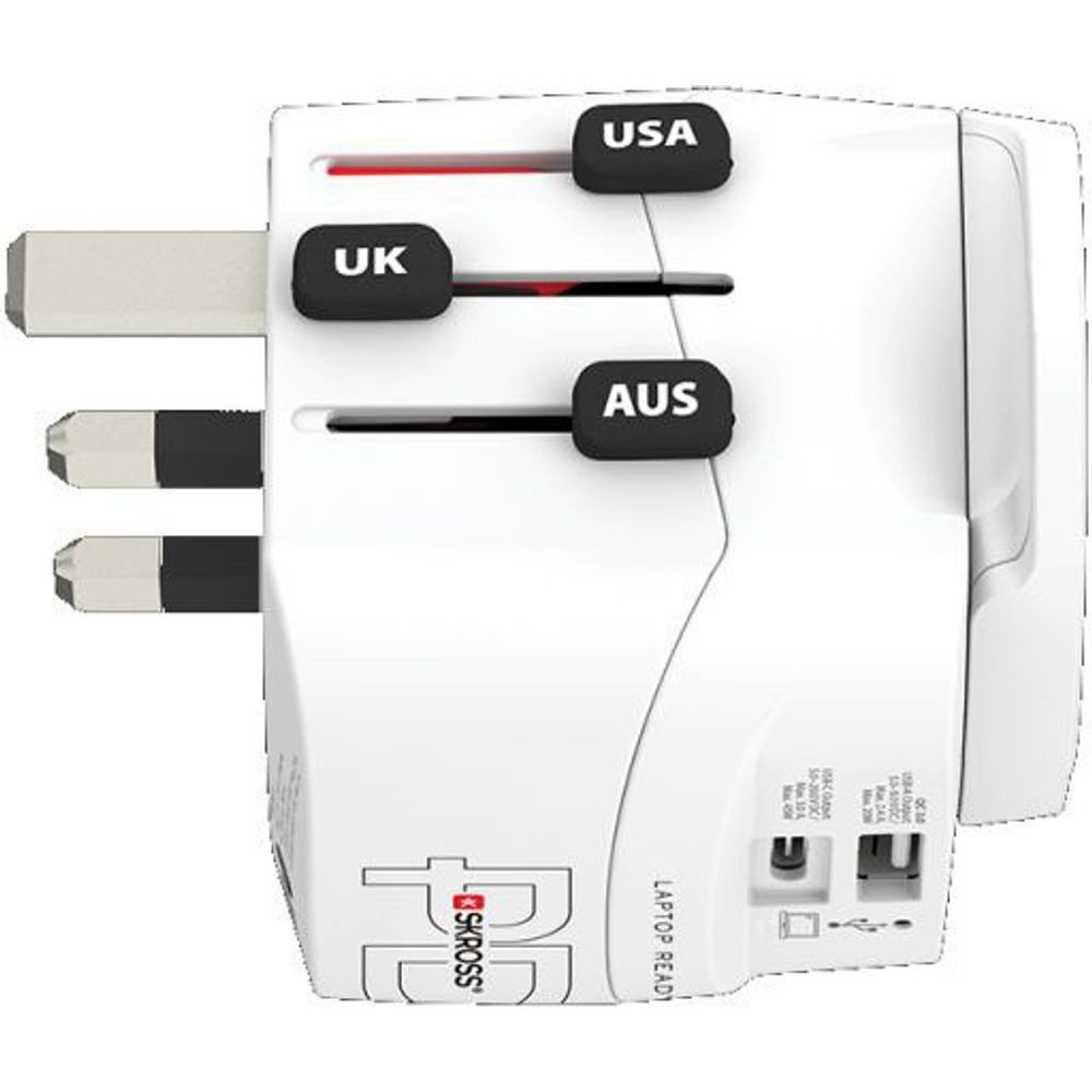 PA46PD45 cestovní adaptér PRO Light USB AC45PD - World, UK+USA+AUS/CN, univerzální, uzemněný, USB A+C 45W
