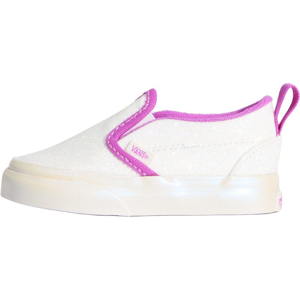 Slip-On V Glitter Pearl White/Purple