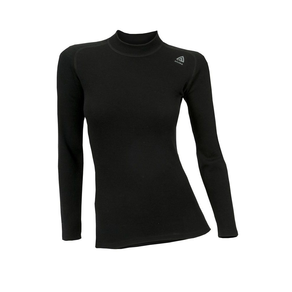 WarmWool Crew Neck shirt, Jet Black, Woman