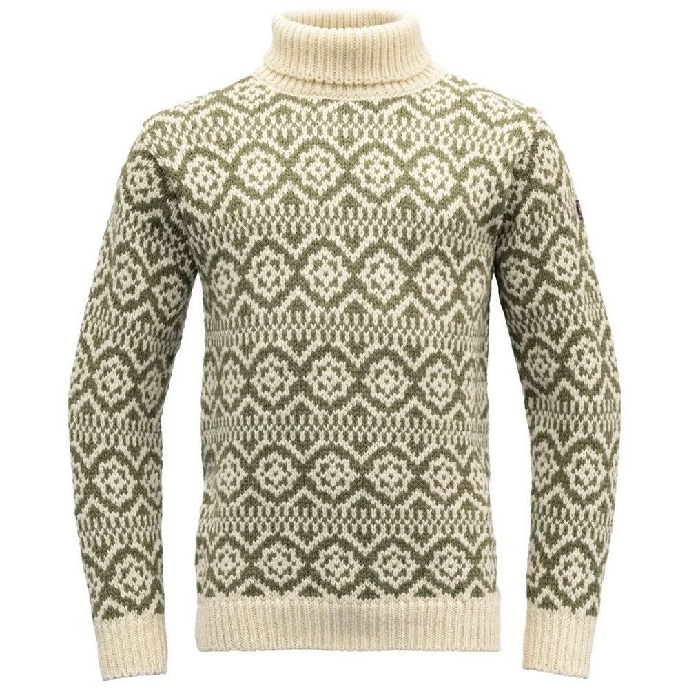 Hoddevik Wool High Neck, Offwhite/Olive