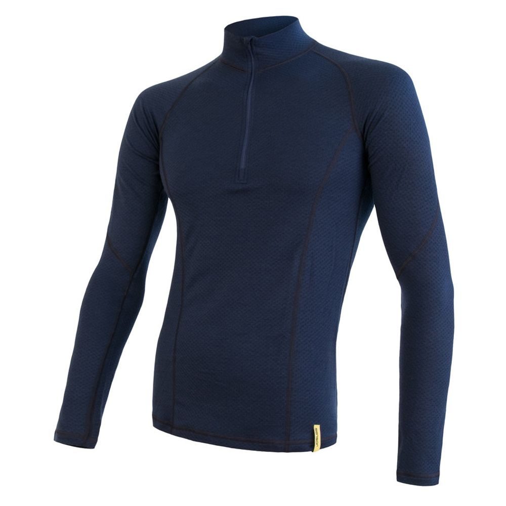 MERINO DF pánské triko dl. rukáv zip deep blue