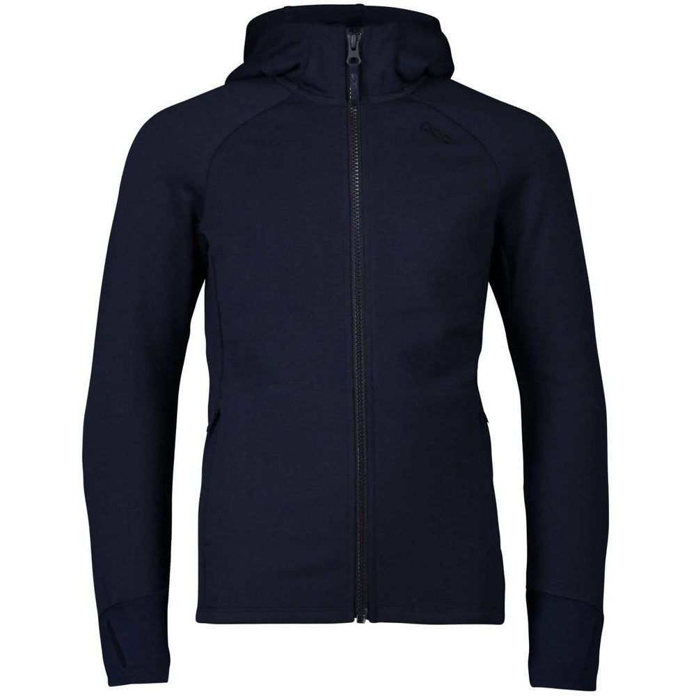 Merino Zip Hood Jr Turmaline Navy