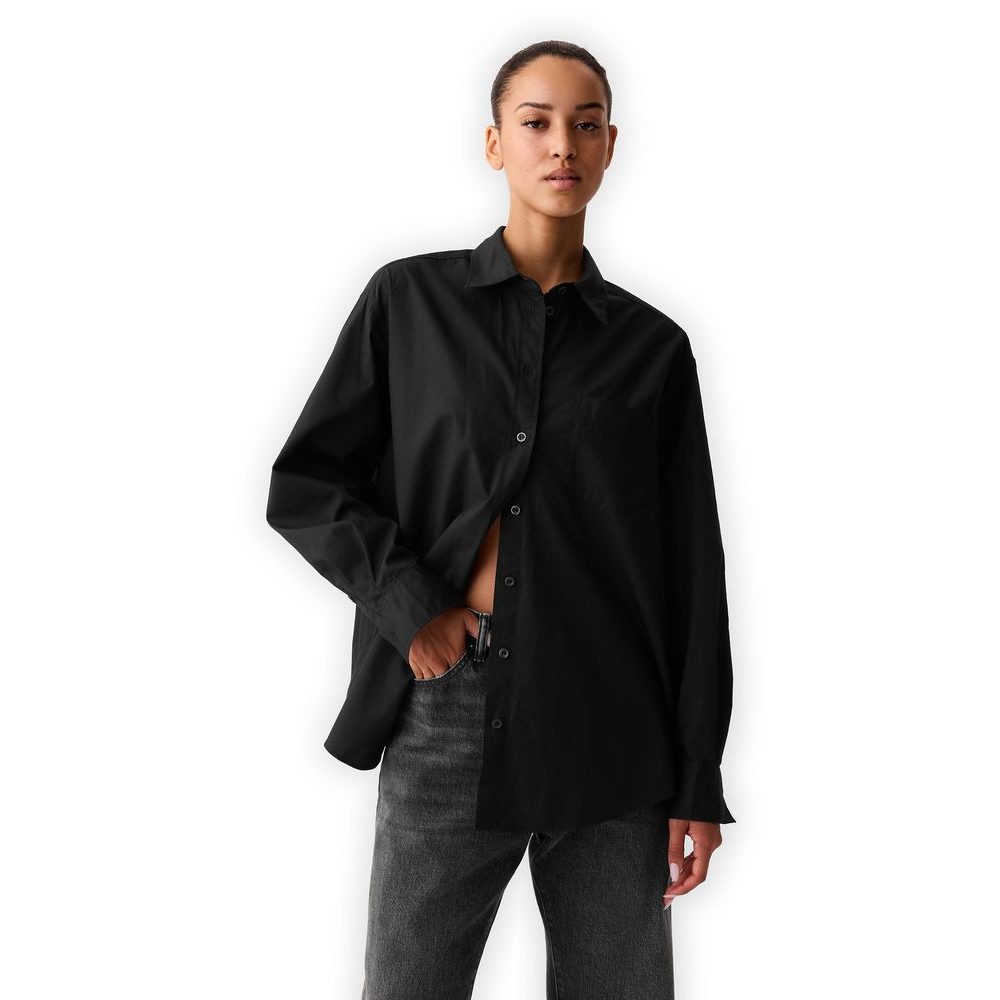 755814-14 Oversize popelínová košile Big Shirt Černá