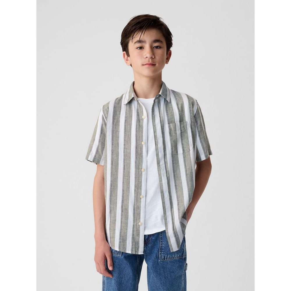 406665-01 Dětská pruhovaná košile Zelená