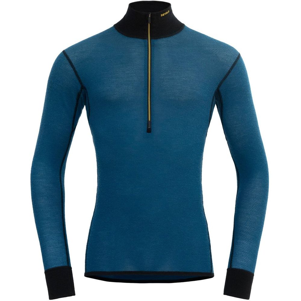 Wool Mesh 190 Zip Neck Man, Flood/Caviar