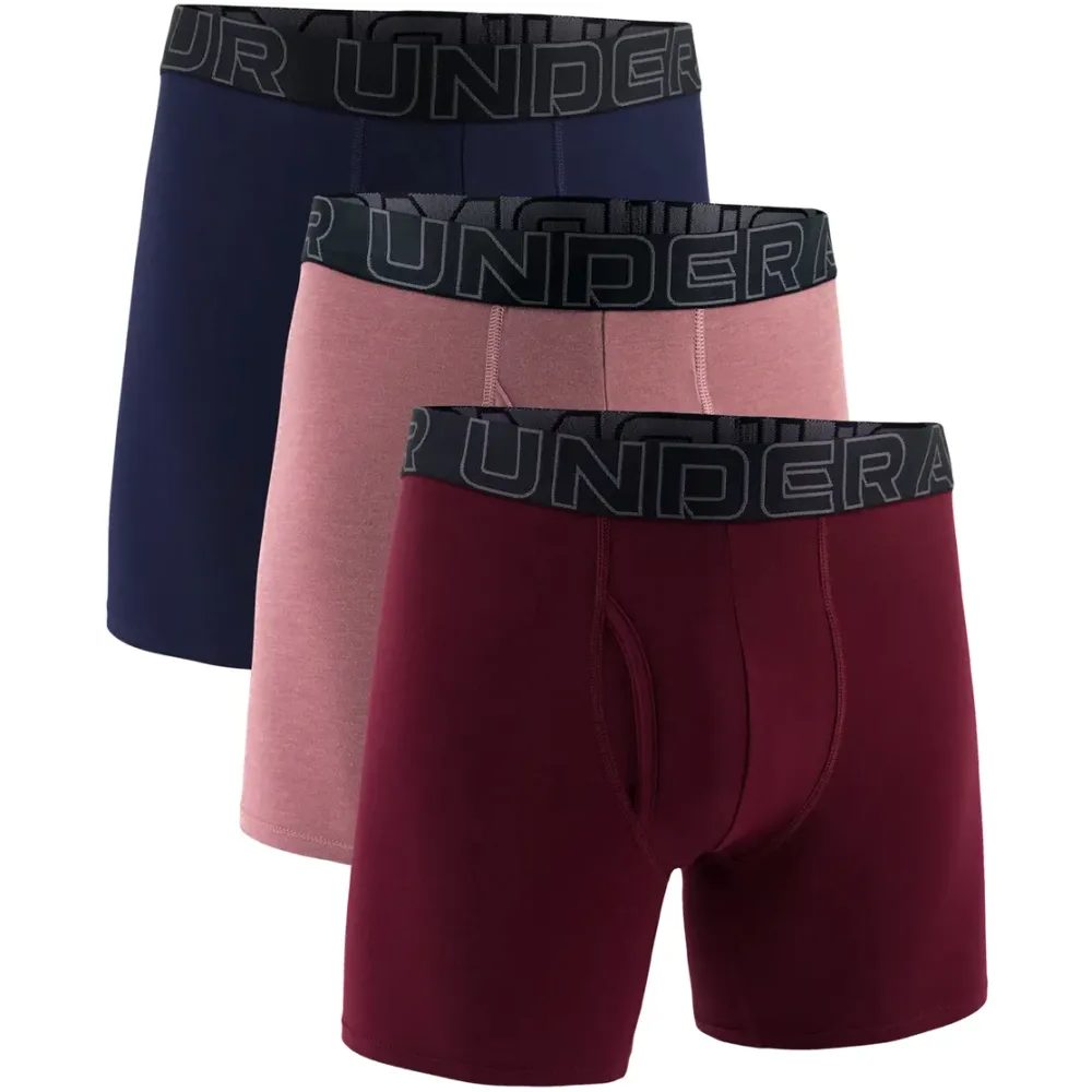 M UA Perf Cotton 6in - 3pk PNK/BLU