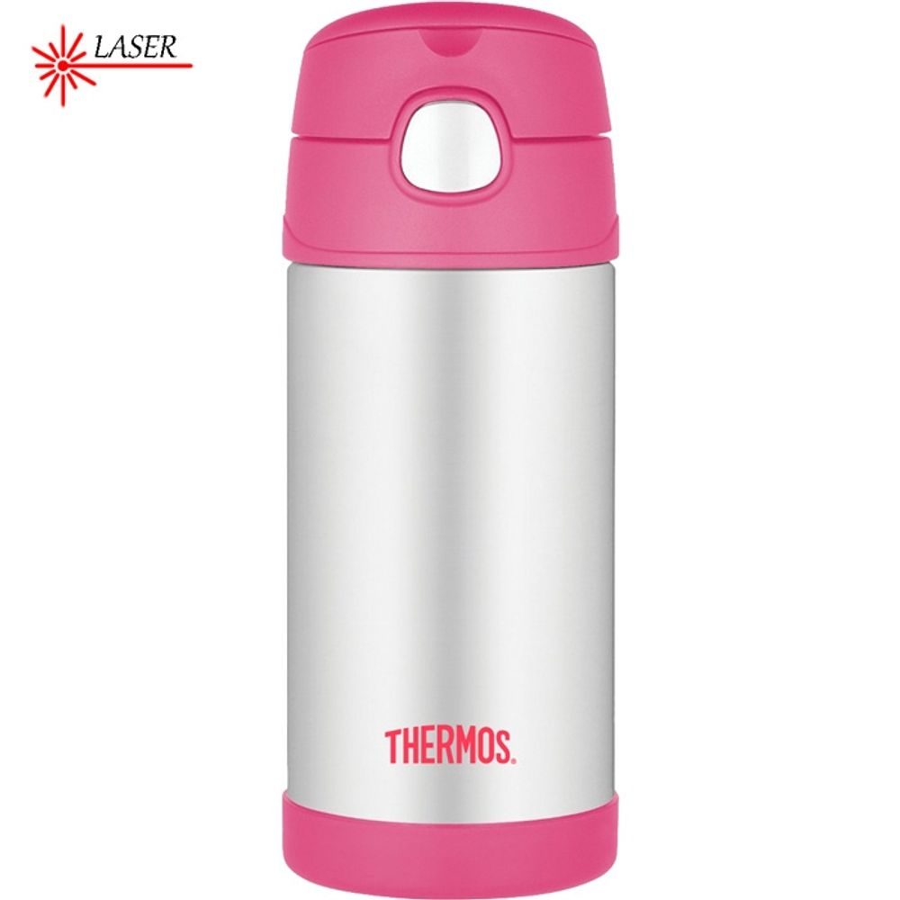 Baby thermos with straw 355 ml pink