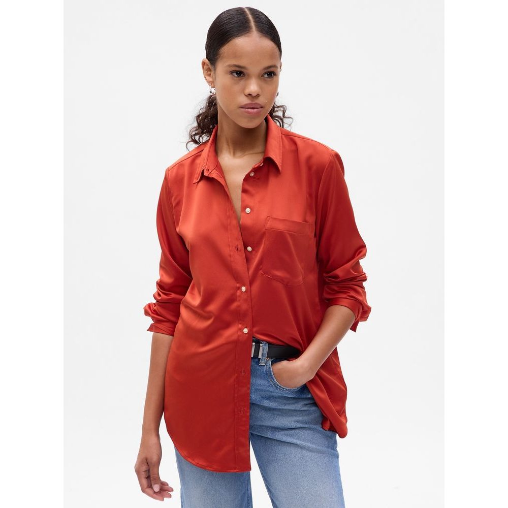 742560-04 Saténová košile Červená