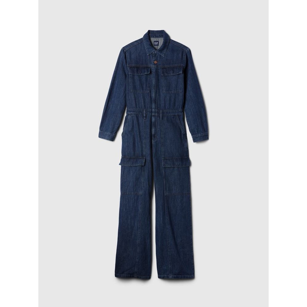 Džínový cargo overal Utility Tmavě modrá