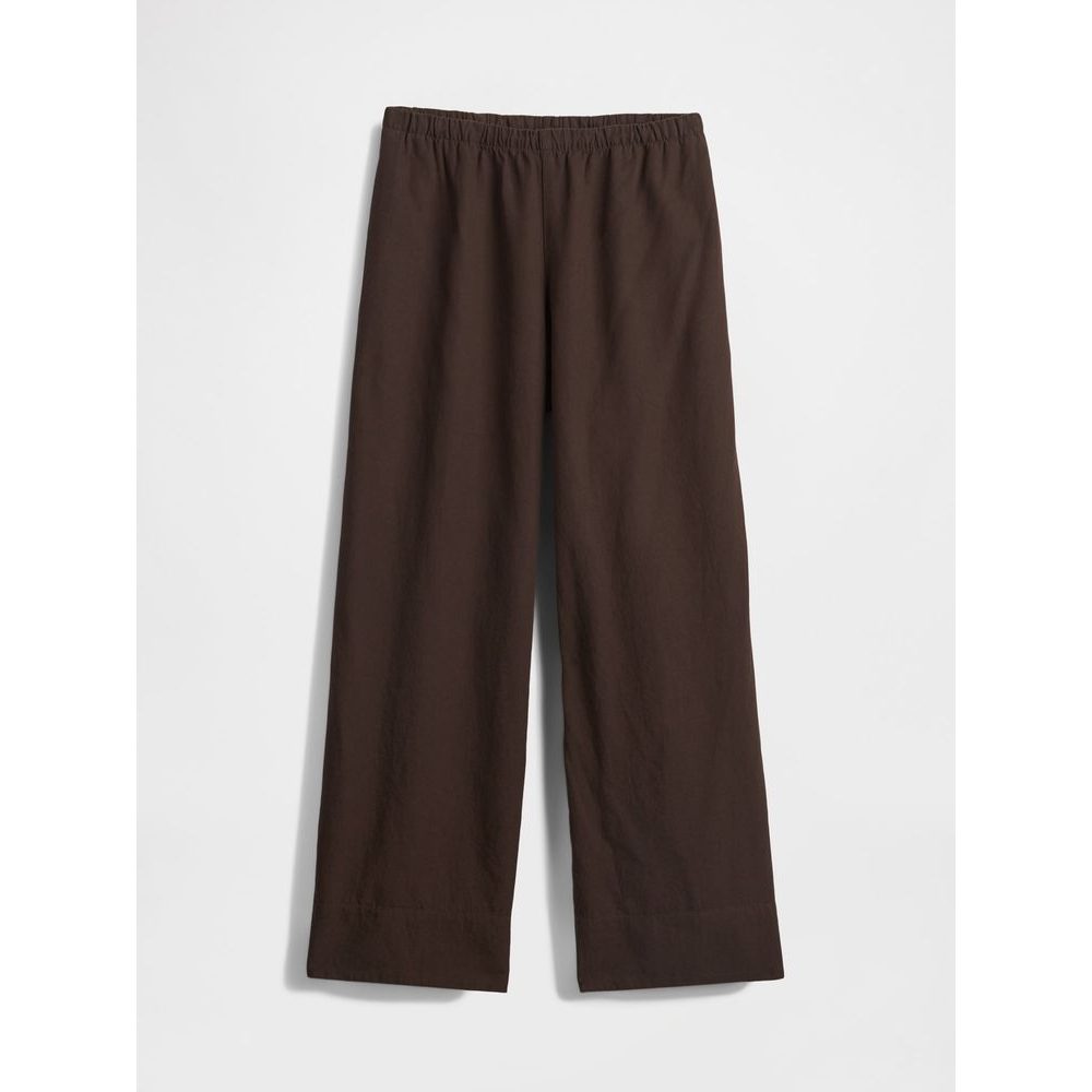 Široké lněné kalhoty Hnědá