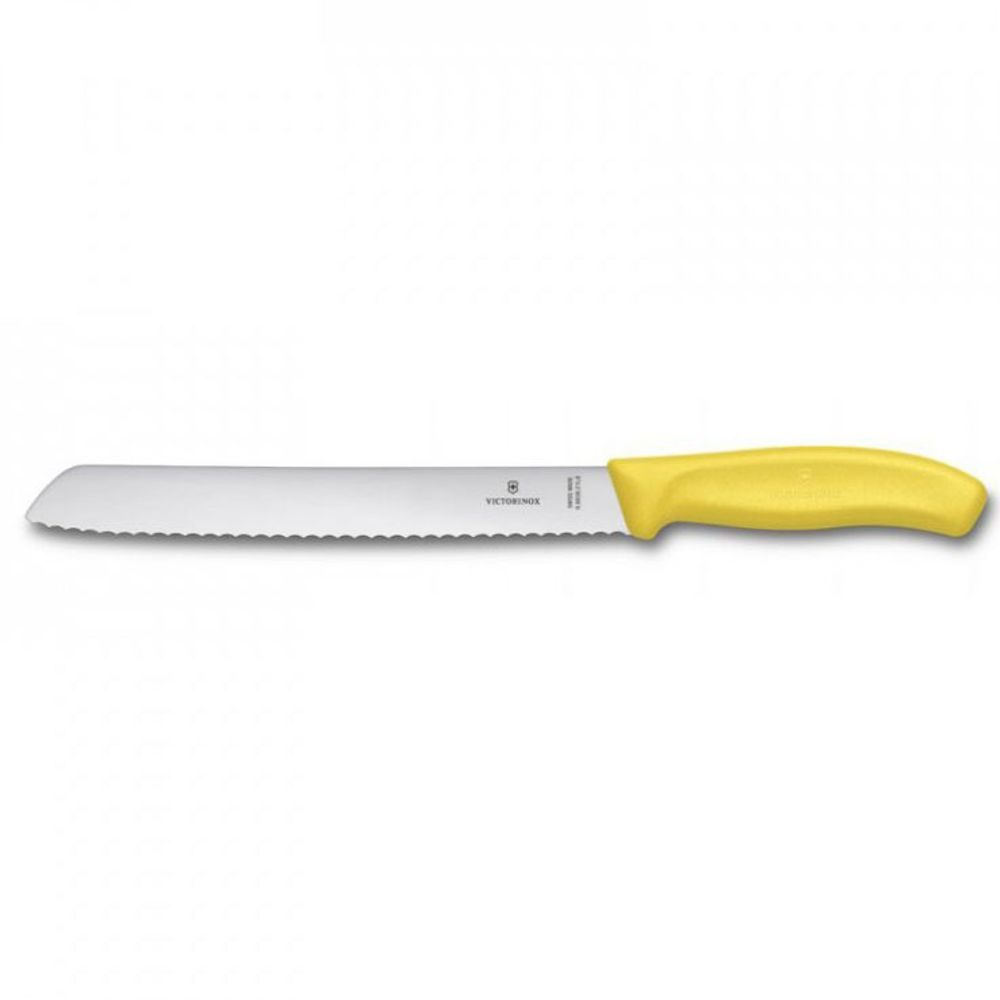 Swiss Classic, bread knife, 21cm, wavy, yellow, blister