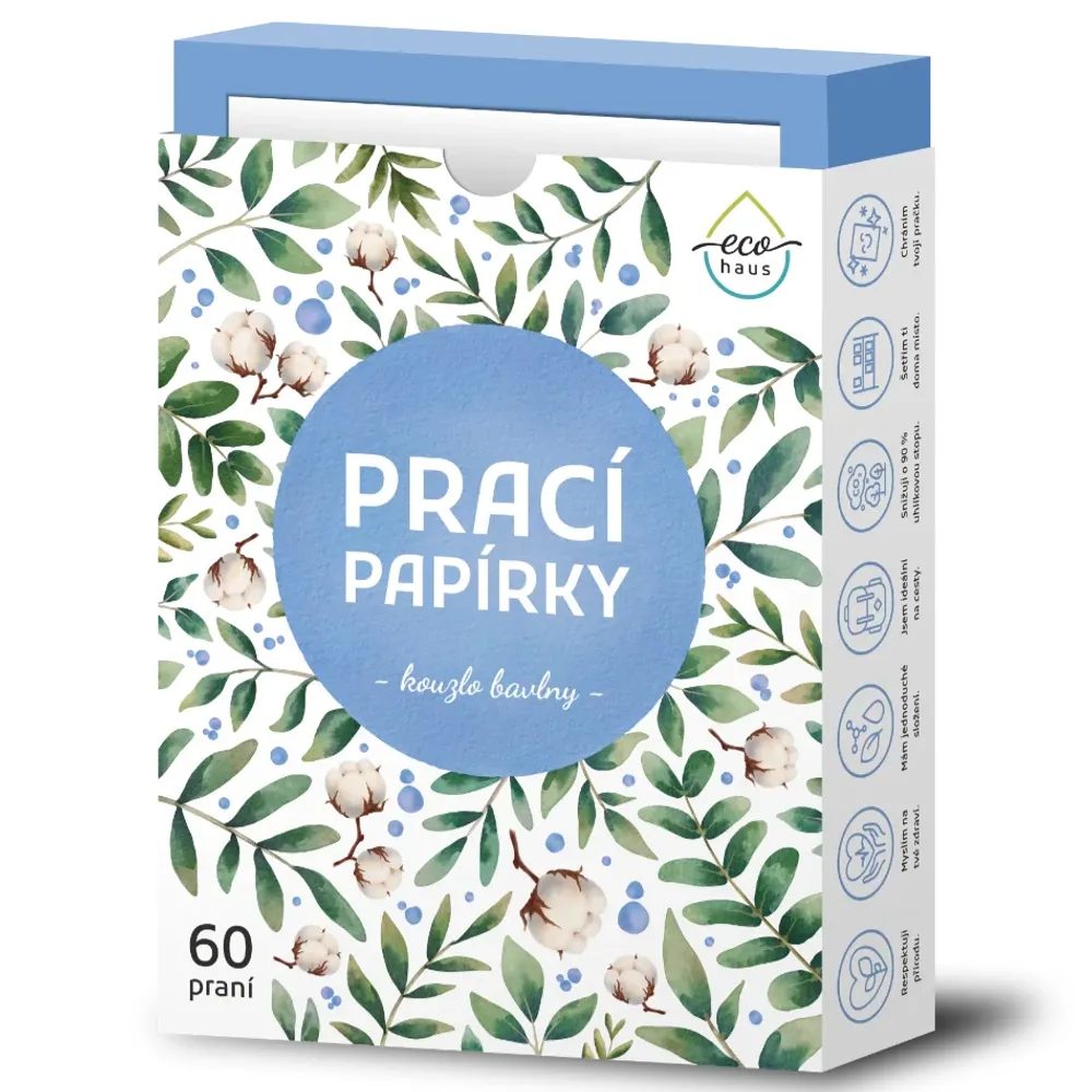 Prací papírky EcoHaus 60 praní kouzlo bavlny