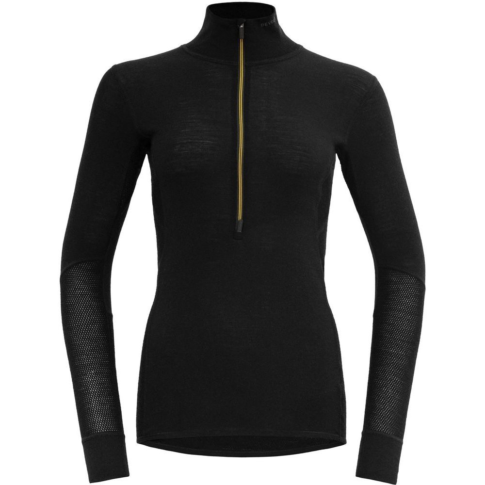 Wool Mesh 190 Zip Neck Wmn, Caviar