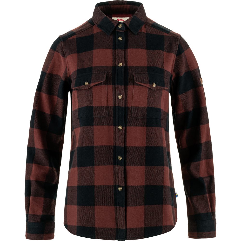 Övik Heavy Flannel Shirt W, Dark Navy-Maroon