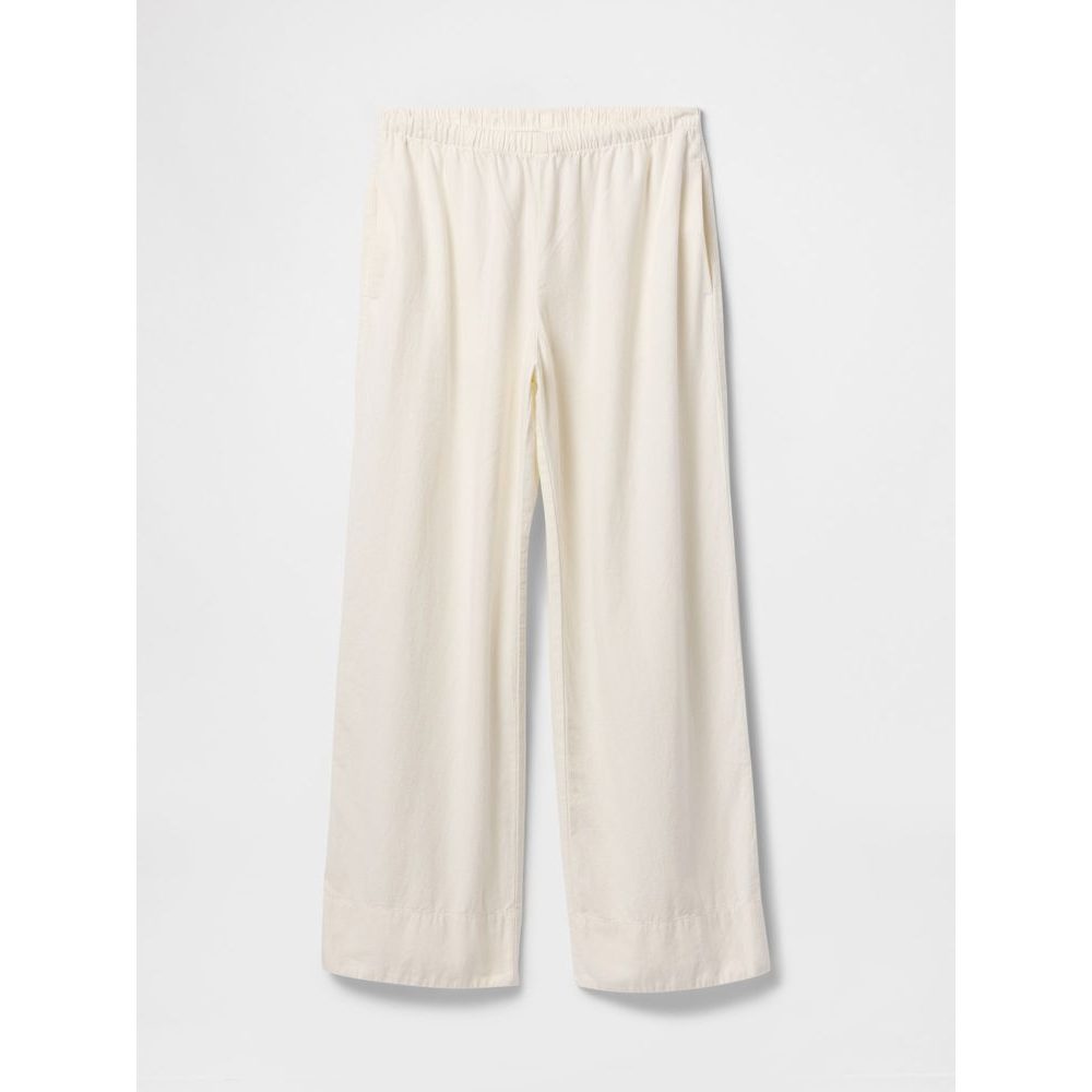 Lněné kalhoty Wide Bílá