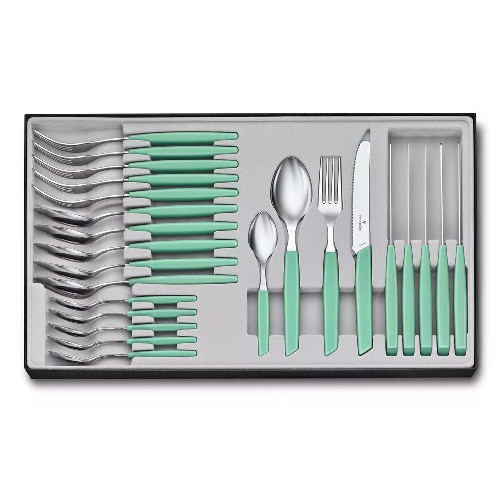 Swiss Modern, table set (tomato knife), 24pcs, 11cm, wavy, mint