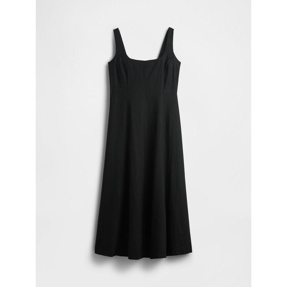 Lněné maxi šaty Černá